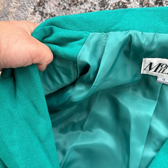 Vintage Morgan Miller Wool Blazer Skirt Suit Set Green 14 - Picture 6 of 13